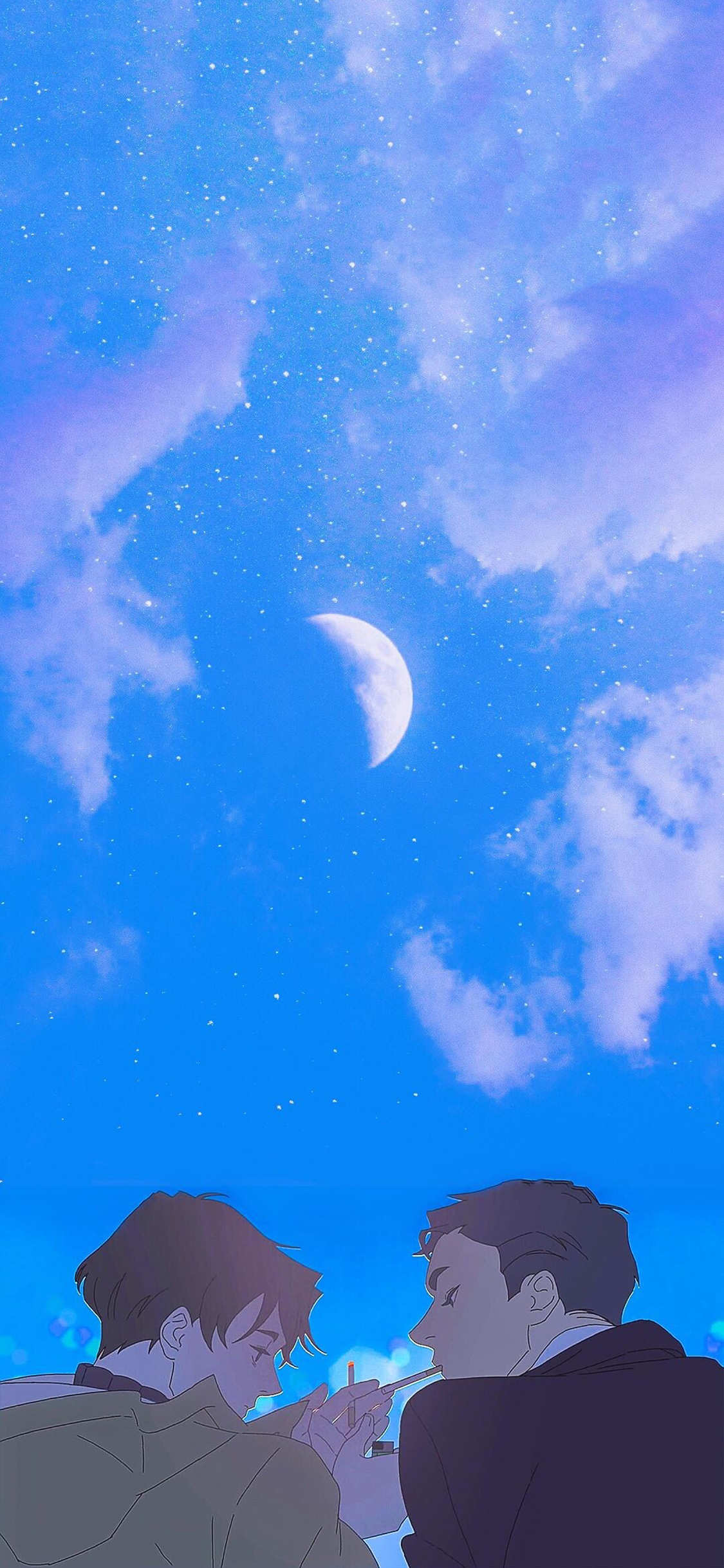 [2436×1125]动漫 少年 二次元 抽烟 苹果手机动漫壁纸图片