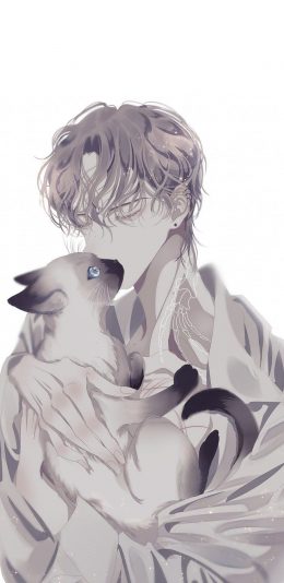 [2436x1125]动漫 少年 二次元 猫咪 苹果手机动漫壁纸图片