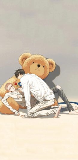 [2436x1125]动漫 少年 熊 玩偶 二次元 苹果手机动漫壁纸图片