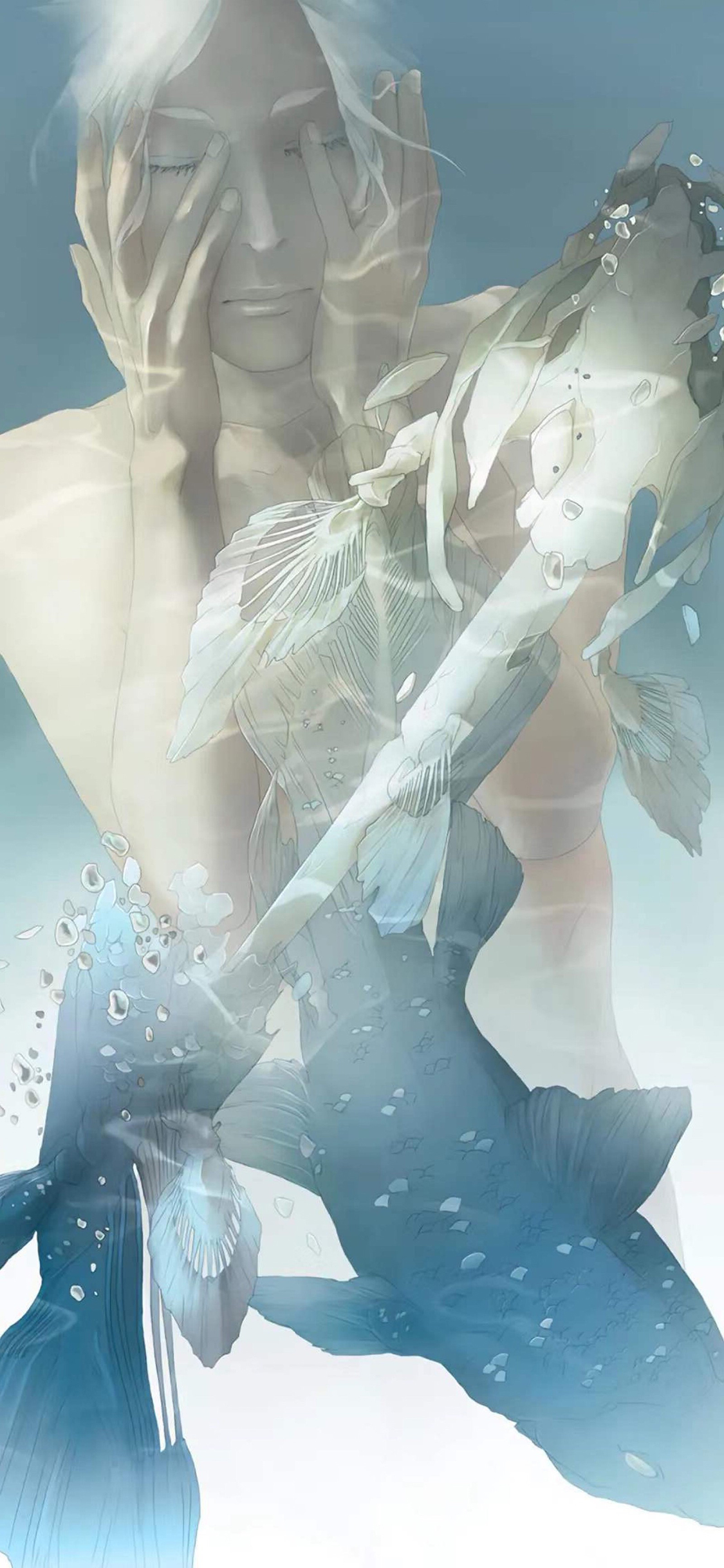 [2436×1125]动漫 少年 鱼 P站画师Re° 3 苹果手机动漫壁纸图片