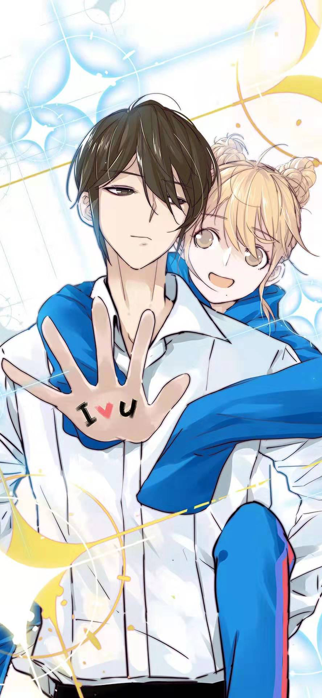 [2436×1125]动漫 情侣 I LOVE YOU 浪漫 苹果手机动漫壁纸图片