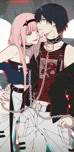 [2436x1125]动漫 情侣 二次元 暗黑系 苹果手机动漫壁纸图片