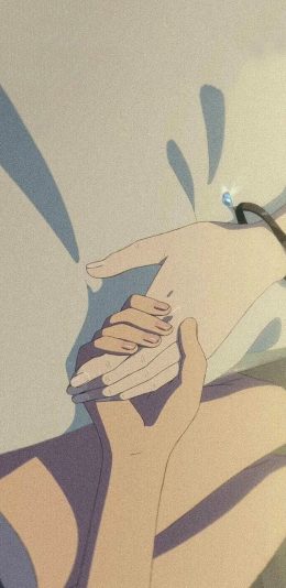 [2436x1125]动漫 插图 牵手 情感 苹果手机动漫壁纸图片