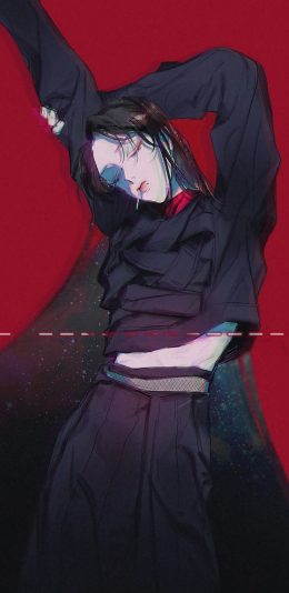 [2436x1125]动漫 日系 暗黑少女 苹果手机动漫壁纸图片