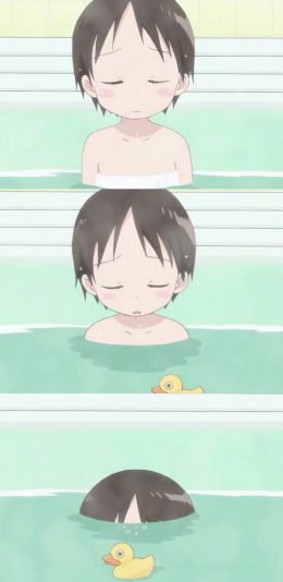 [2436x1125]动漫 男孩 洗澡 拼接 苹果手机动漫壁纸图片