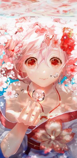 [2436x1125]动漫 美少女 粉色 梦幻 花仙子 苹果手机动漫壁纸图片