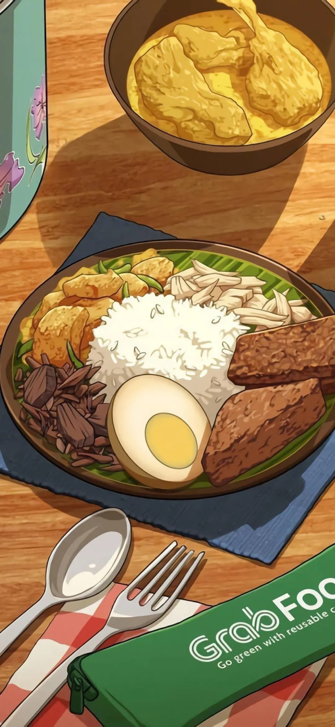 [2436×1125]动漫 美食 米饭 日式 二次元 苹果手机动漫壁纸图片