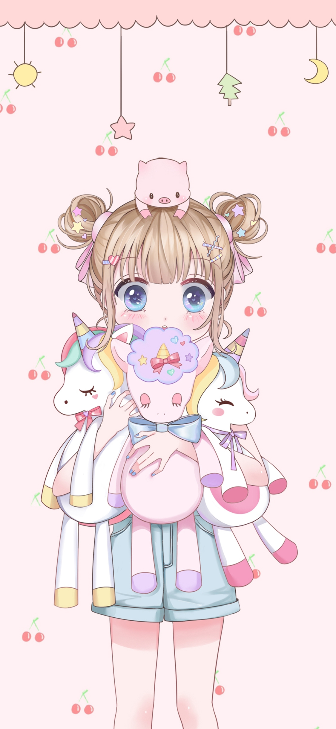 [2436×1125]动漫 萝莉 美少女 独角兽 苹果手机动漫壁纸图片