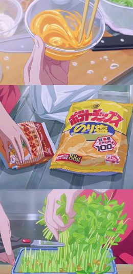 [2436x1125]动漫 饮食 分屏 治愈 苹果手机动漫壁纸图片