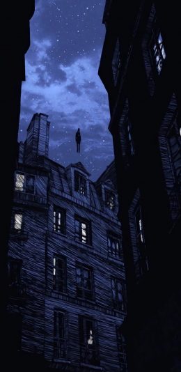 [2436x1125]动漫场景 夜景 建筑 苹果手机动漫壁纸图片