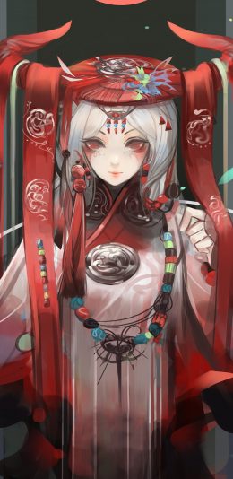 [2436x1125]动漫女孩 手绘版 民族风 苹果手机动漫壁纸图片