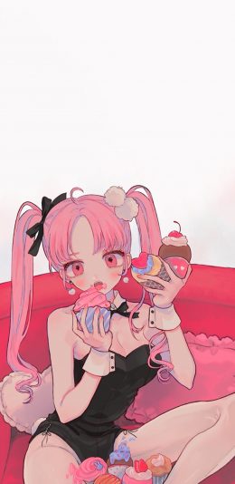 [2436x1125]动漫少女 性感 甜点 苹果手机动漫壁纸图片