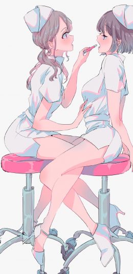 [2436x1125]动漫少女 日系 护士 诱惑 苹果手机动漫壁纸图片