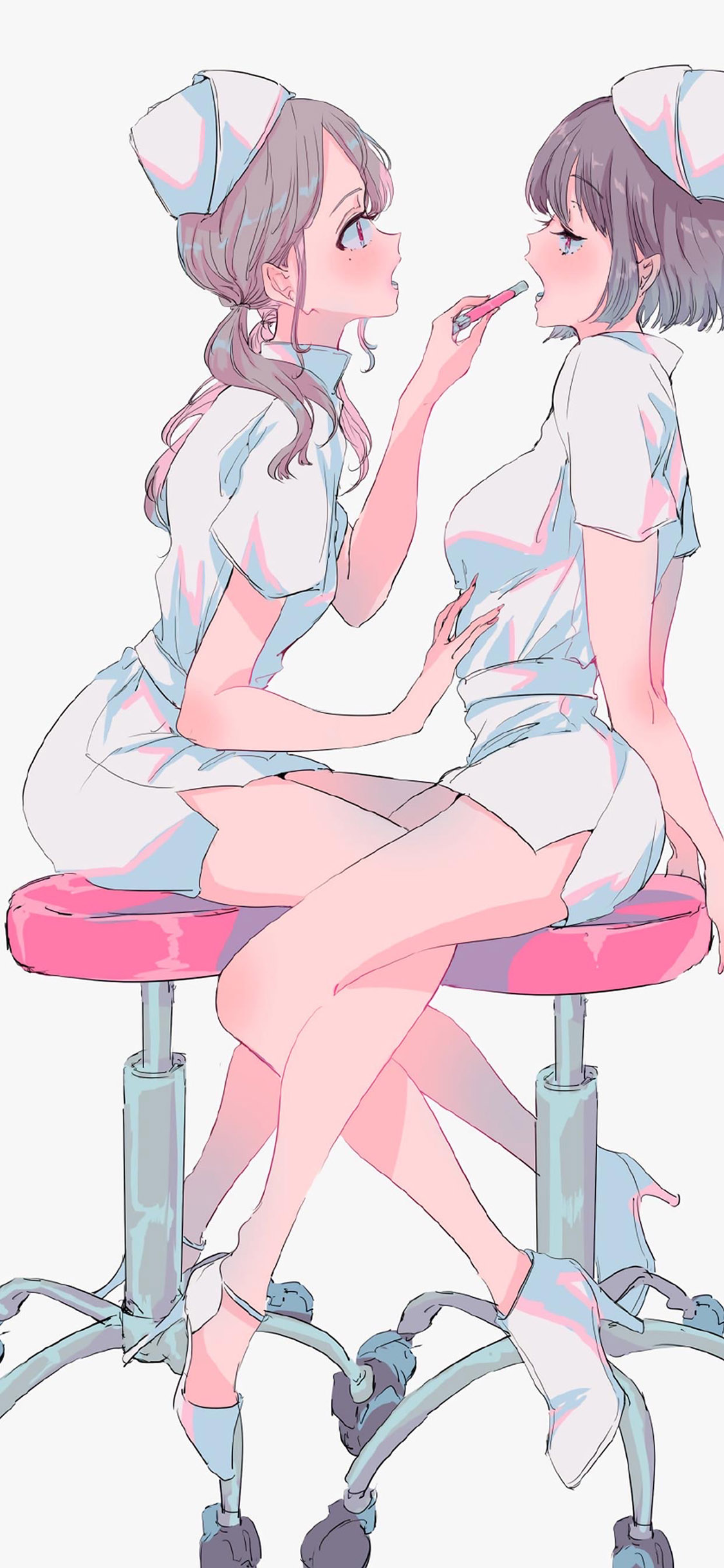 [2436×1125]动漫少女 日系 护士 诱惑 苹果手机动漫壁纸图片