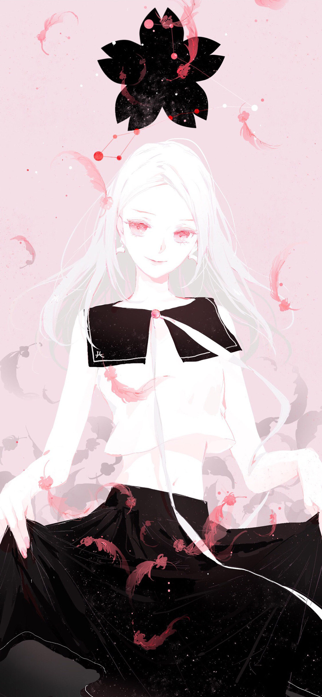 [2436×1125]动漫少女 星座 同人 双鱼座 苹果手机动漫壁纸图片