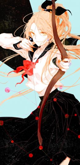 [2436x1125]动漫少女 星座 同人 射手座 苹果手机动漫壁纸图片