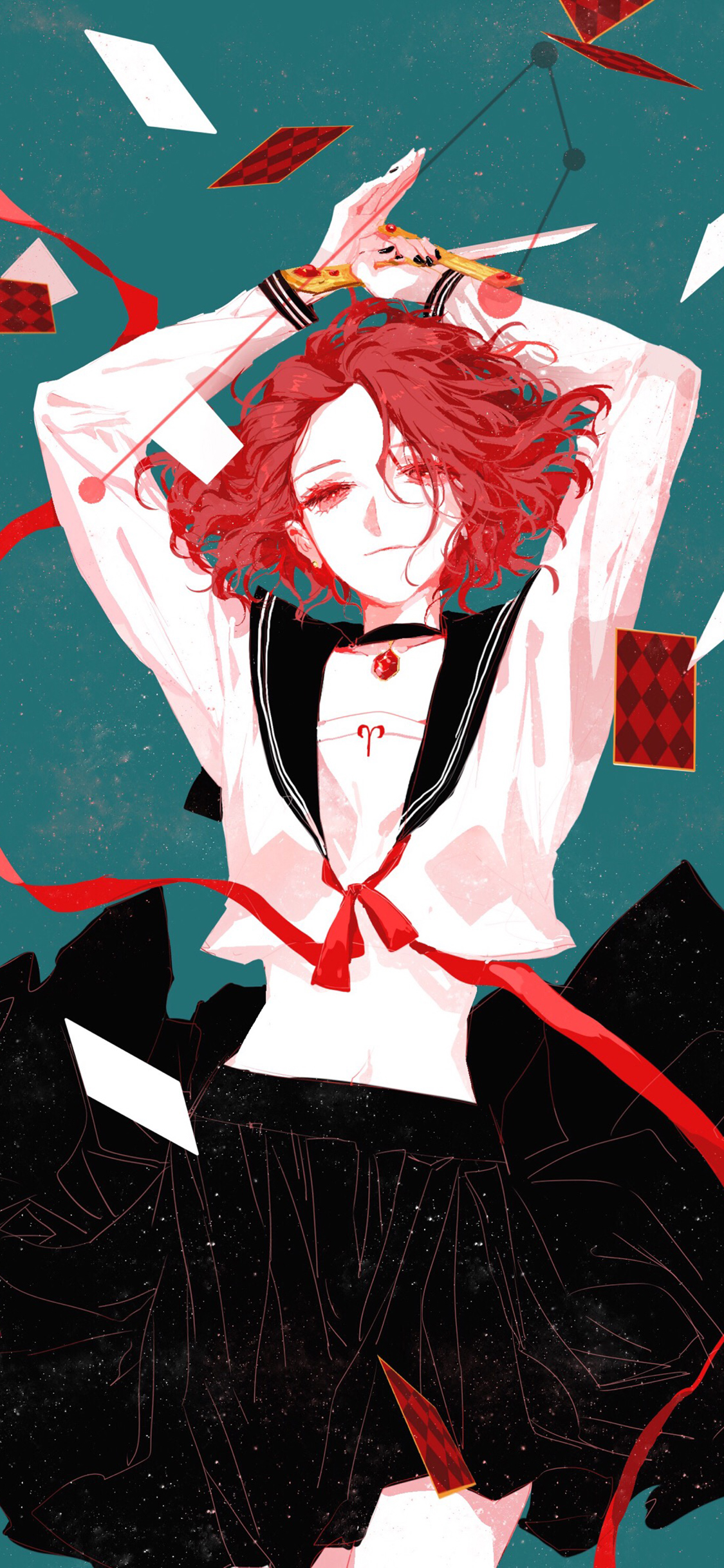 [2436×1125]动漫少女 星座 同人 白羊座 苹果手机动漫壁纸图片