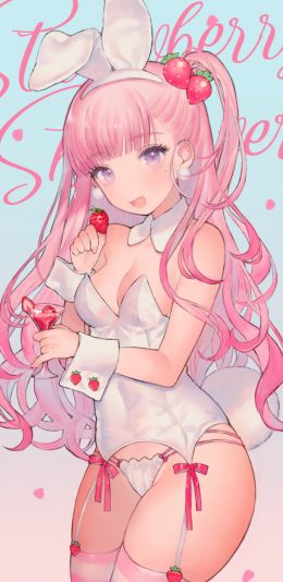 [2436x1125]动漫少女 粉色系 性感 苹果手机动漫壁纸图片