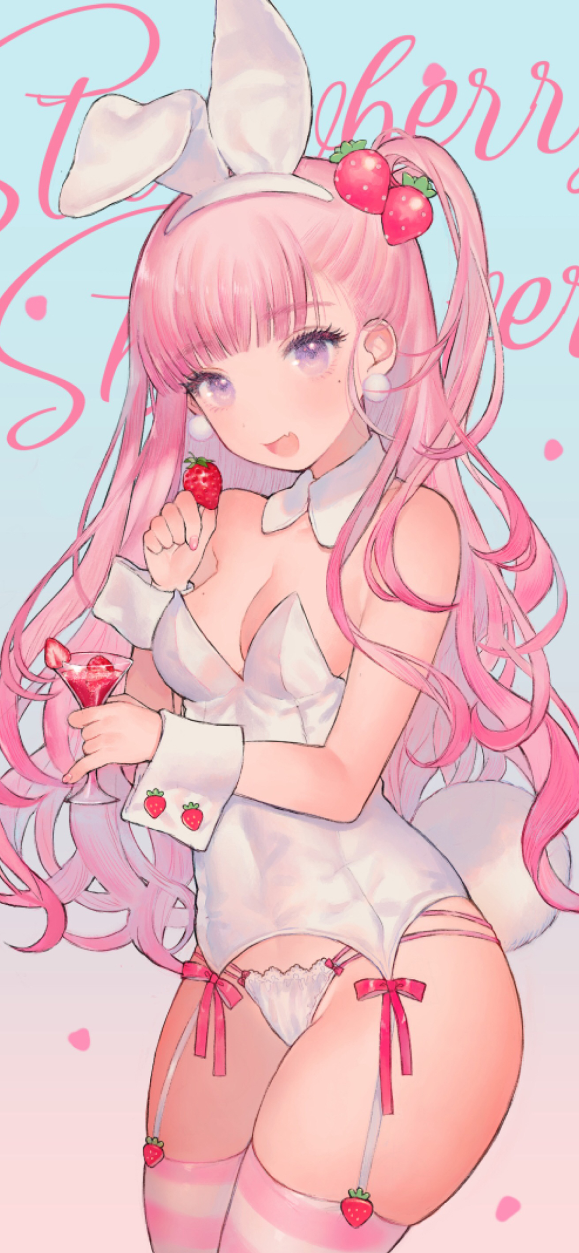 [2436×1125]动漫少女 粉色系 性感 苹果手机动漫壁纸图片