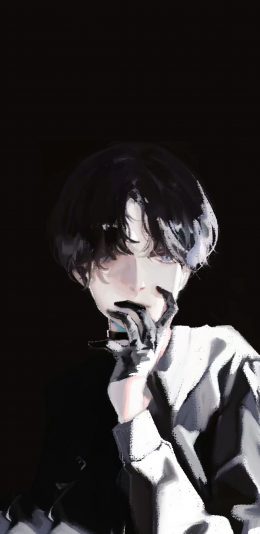 [2436x1125]动漫少年 暗黑系 手绘版 苹果手机动漫壁纸图片