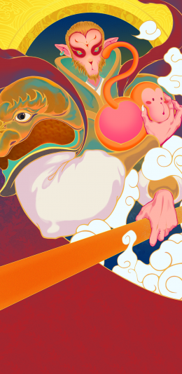 [2436x1125]动漫版 孙悟空 齐天大圣 苹果手机动漫壁纸图片