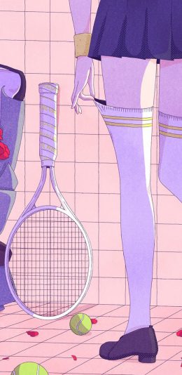 [2436x1125]动漫腿 少女 网球 苹果手机动漫壁纸图片