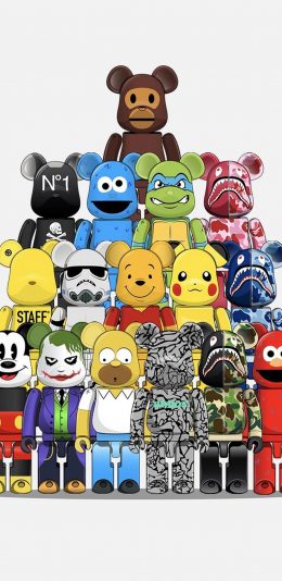 [2436x1125]动画 人物集结 维尼熊 憨八龟 皮卡丘 苹果手机动漫壁纸图片