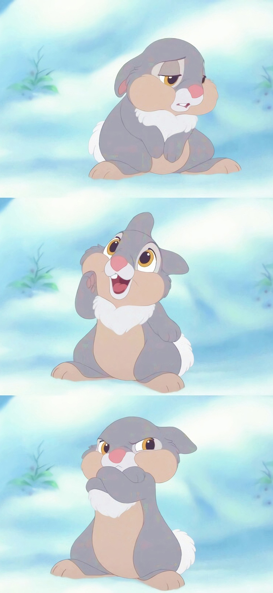 [2436×1125]动画 小鹿斑比 桑普兔 打手 苹果手机动漫壁纸图片