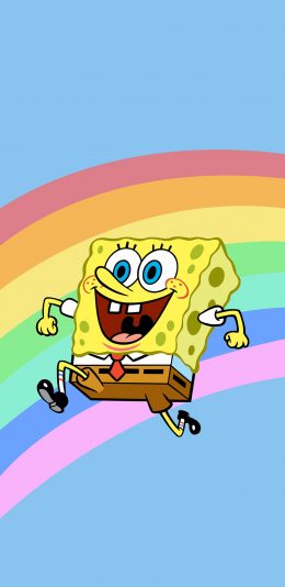 [2436x1125]动画 海绵宝宝 彩虹 苹果手机动漫壁纸图片