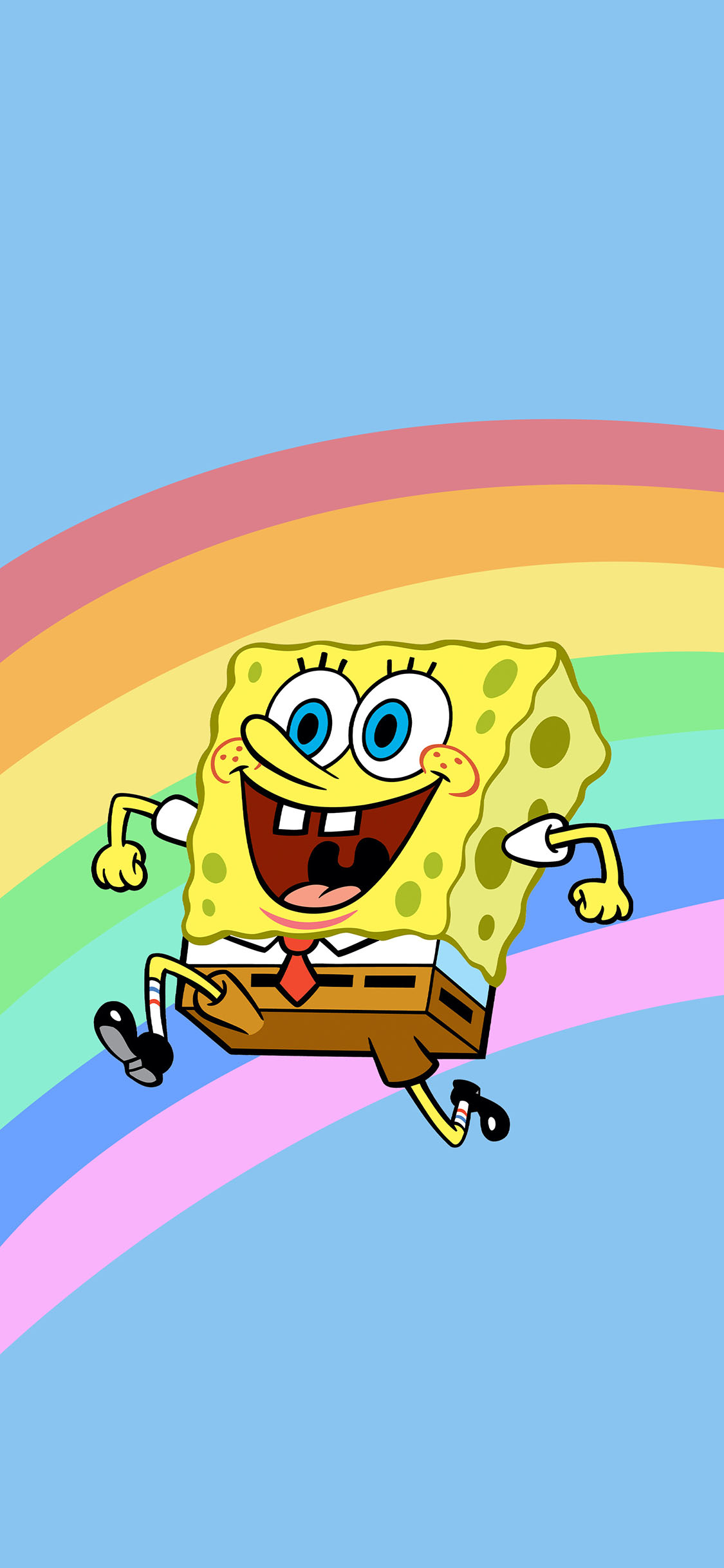[2436×1125]动画 海绵宝宝 彩虹 苹果手机动漫壁纸图片