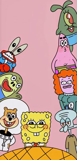 [2436x1125]动画 海绵宝宝 派大星 章鱼哥（取自微博：_magua） 苹果手机动漫壁纸图片