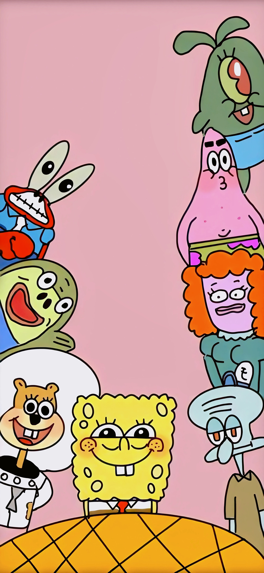 [2436×1125]动画 海绵宝宝 派大星 章鱼哥（取自微博：_magua） 苹果手机动漫壁纸图片