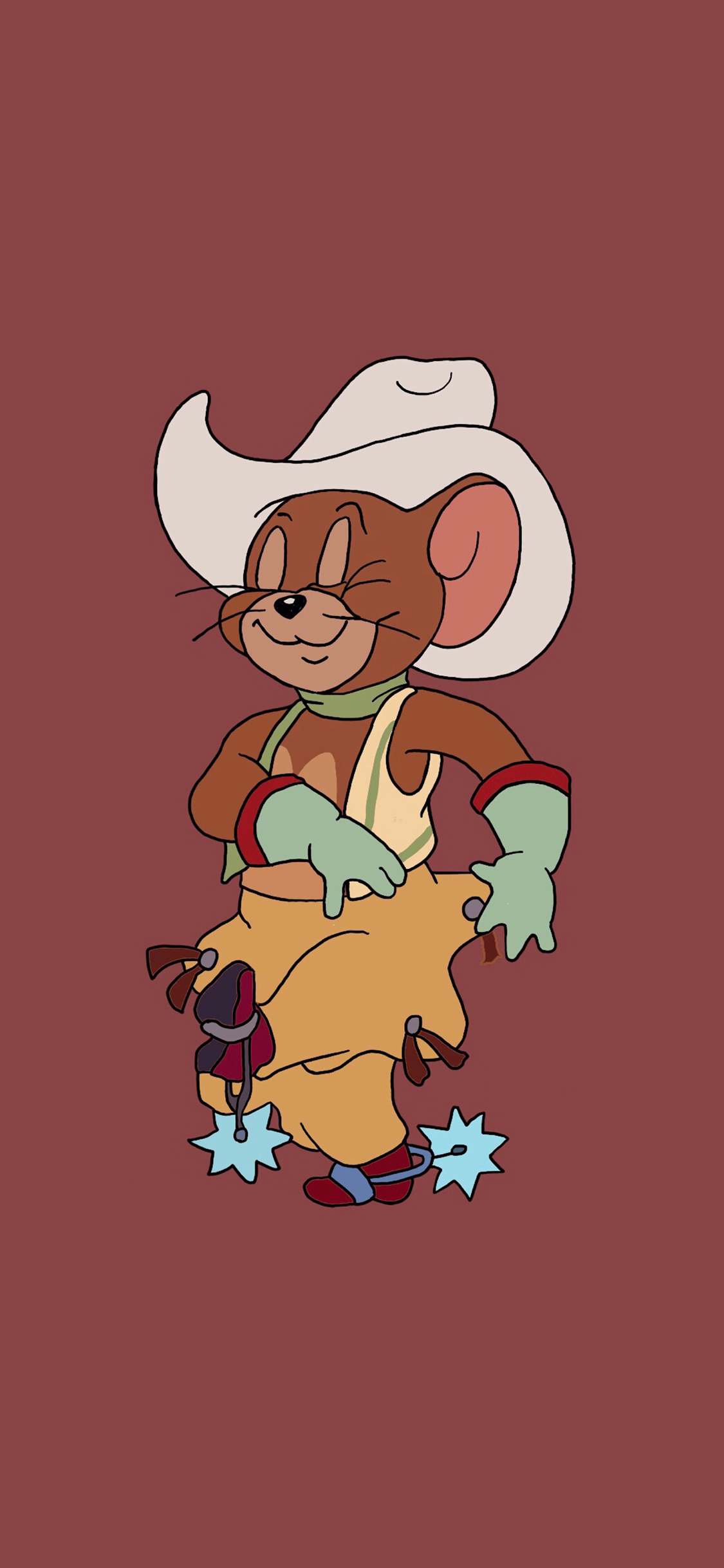 [2436×1125]动画 猫和老鼠 杰瑞鼠 Jerry 牛仔 苹果手机动漫壁纸图片