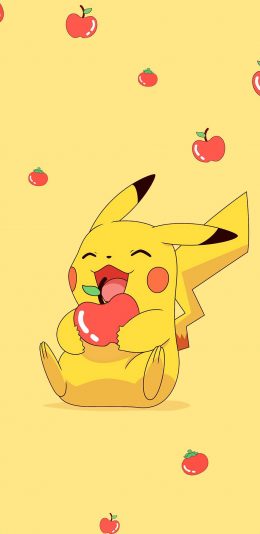 [2436x1125]动画 皮卡丘 黄 可爱 苹果手机动漫壁纸图片