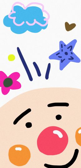 [2436x1125]动画 面包超人 简笔 星星 苹果手机动漫壁纸图片