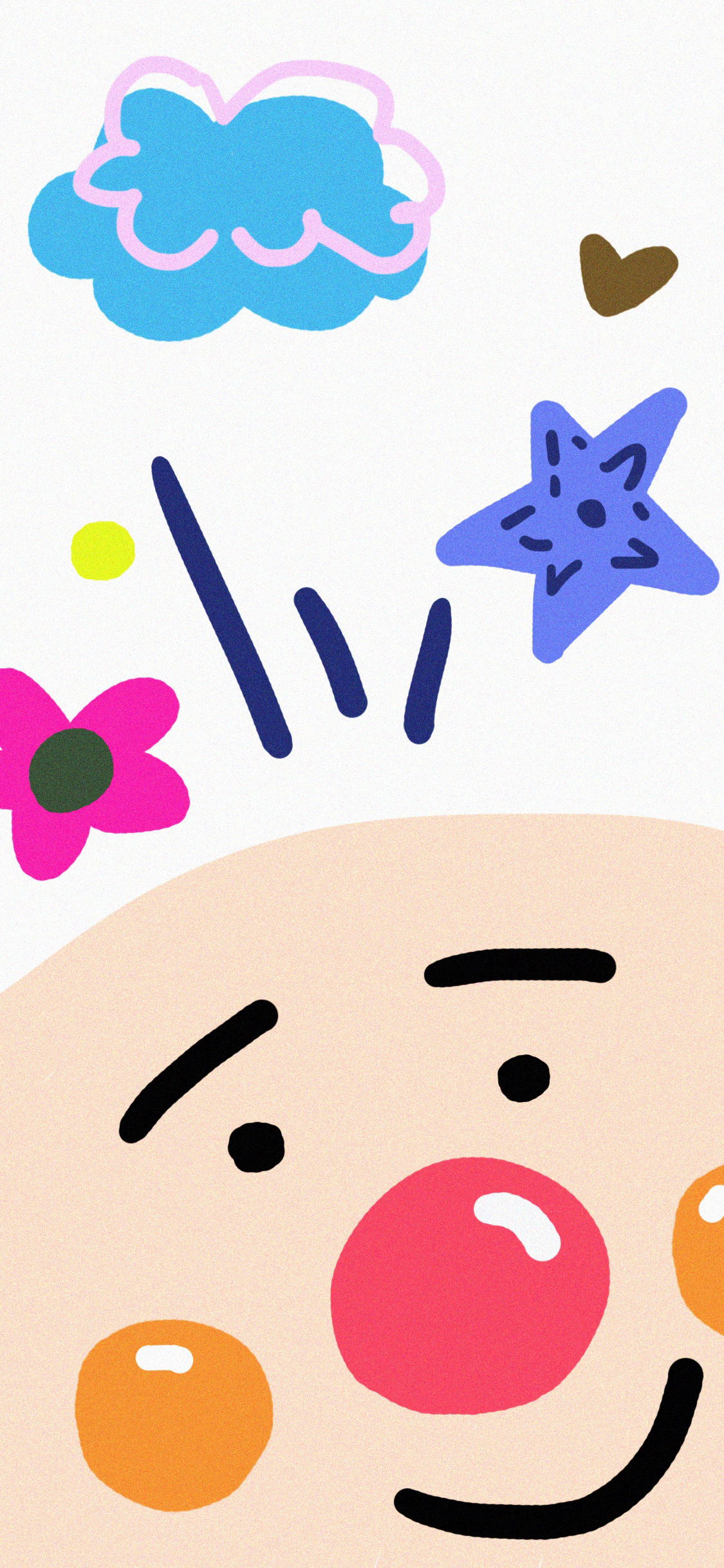 [2436×1125]动画 面包超人 简笔 星星 苹果手机动漫壁纸图片