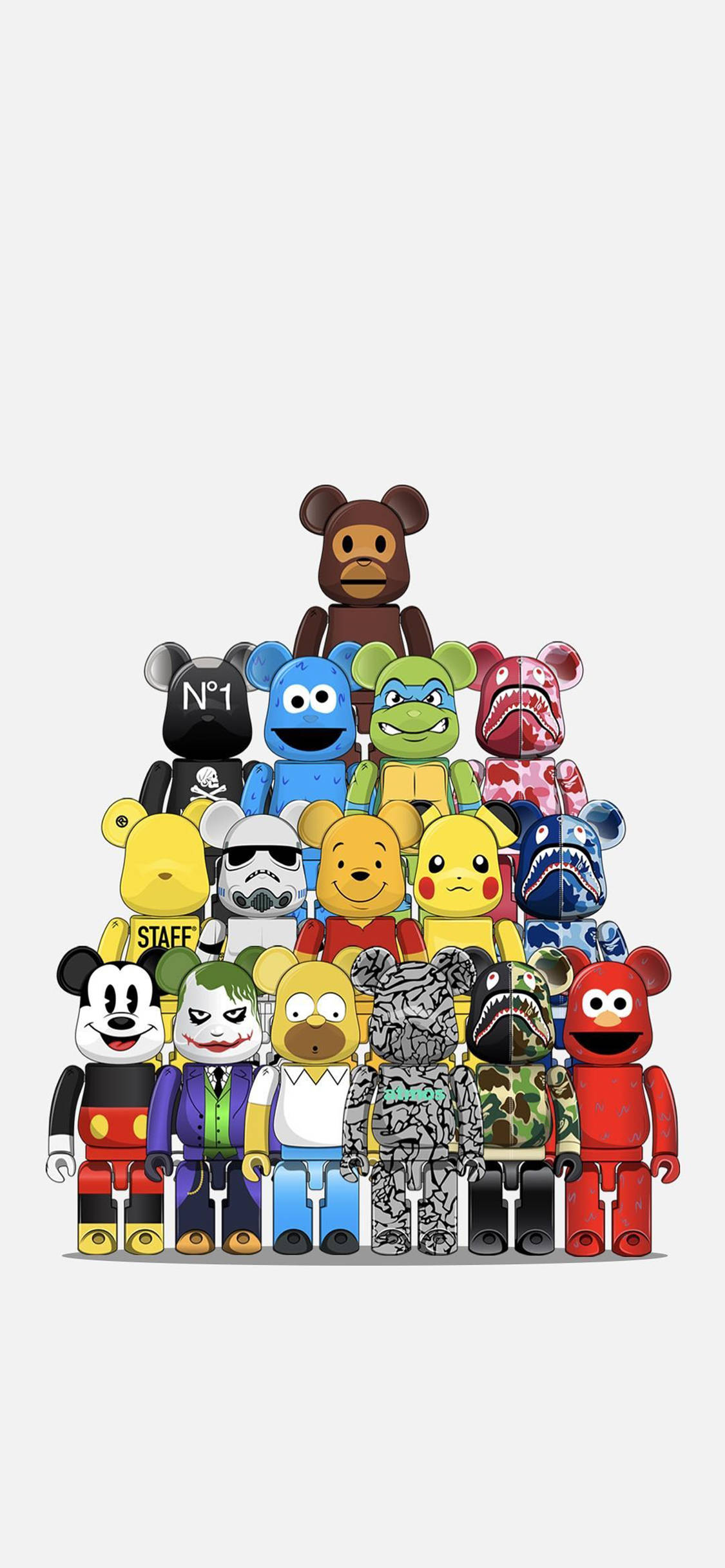 [2436×1125]动画人物 集结 米奇 维尼 皮卡丘 苹果手机动漫壁纸图片