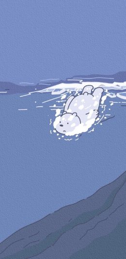 [2436x1125]动画片 咱们裸熊 白熊 潜水 苹果手机动漫壁纸图片