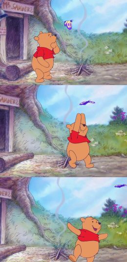 [2436x1125]动画片 小熊维尼 蜂蜜熊 苹果手机动漫壁纸图片