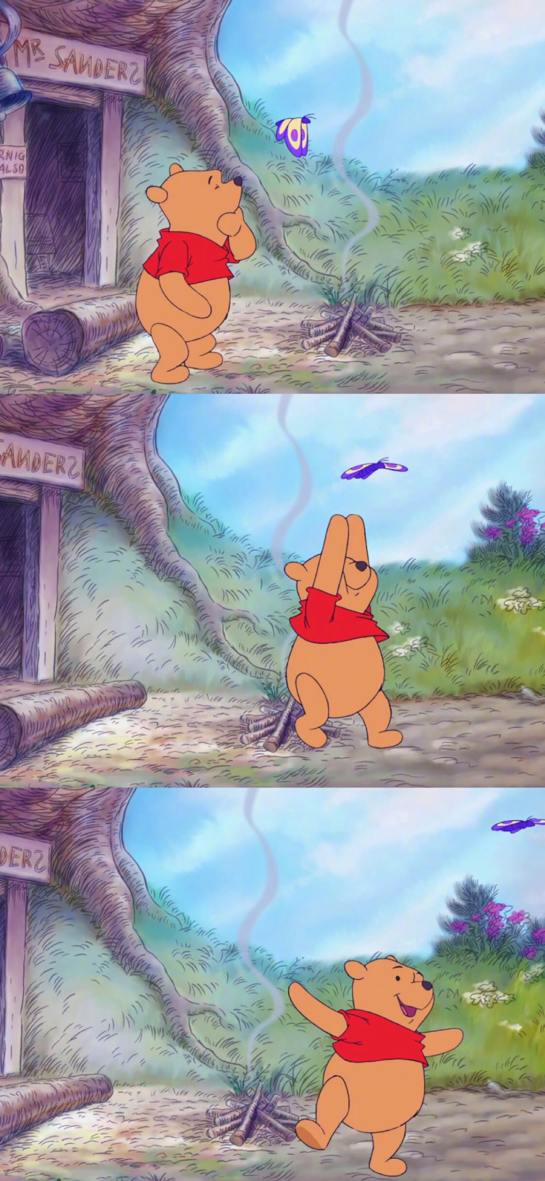 [2436×1125]动画片 小熊维尼 蜂蜜熊 苹果手机动漫壁纸图片