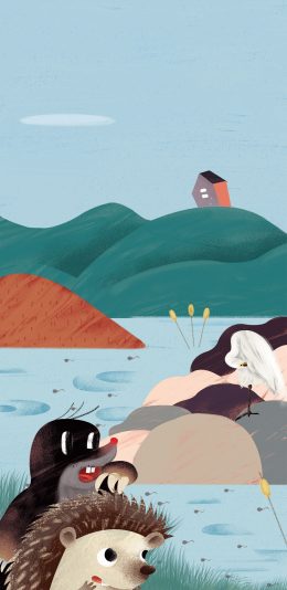 [2436x1125]动画片 鼹鼠的故事 刺猬 苹果手机动漫壁纸图片