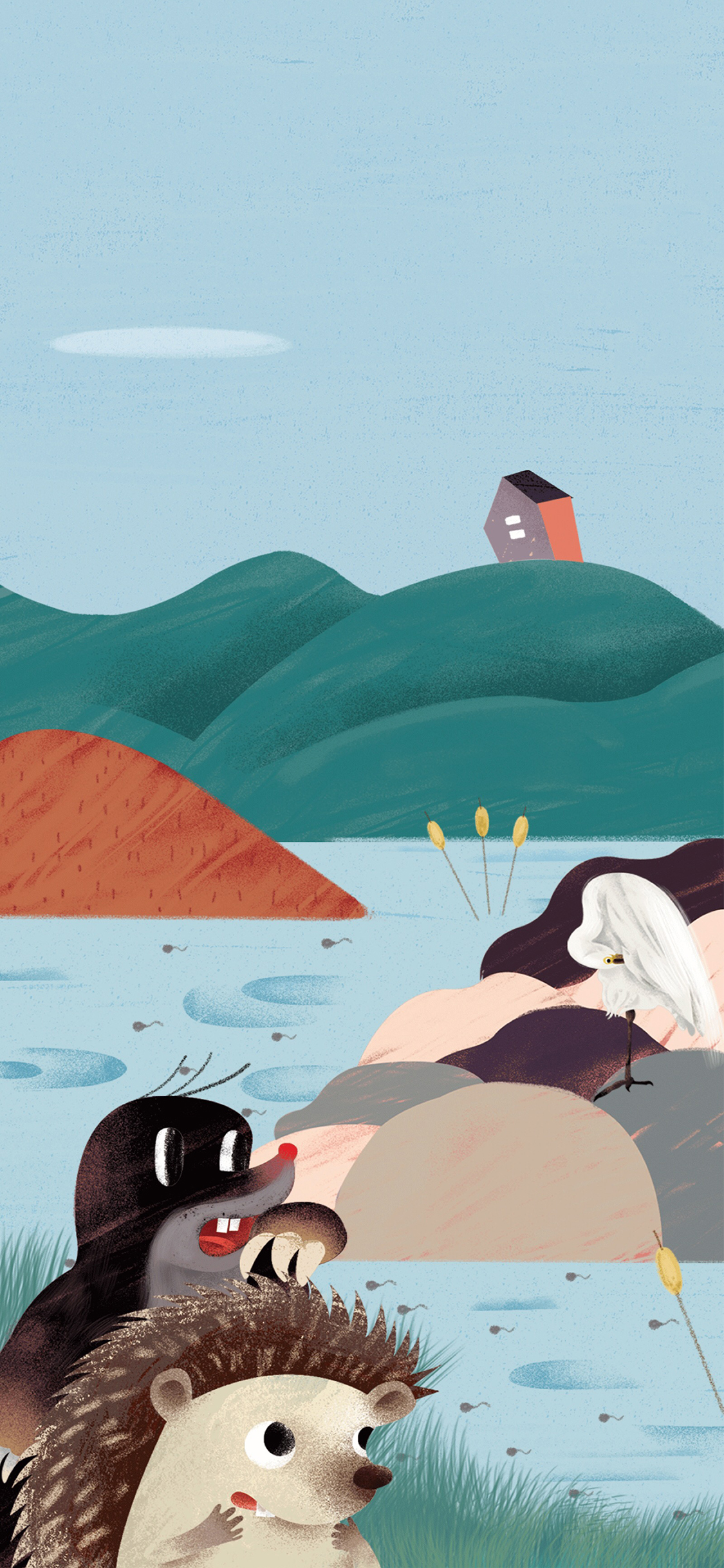 [2436×1125]动画片 鼹鼠的故事 刺猬 苹果手机动漫壁纸图片