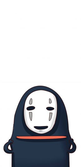 [2436x1125]千与千寻 卡通 无脸男 白色 苹果手机动漫壁纸图片