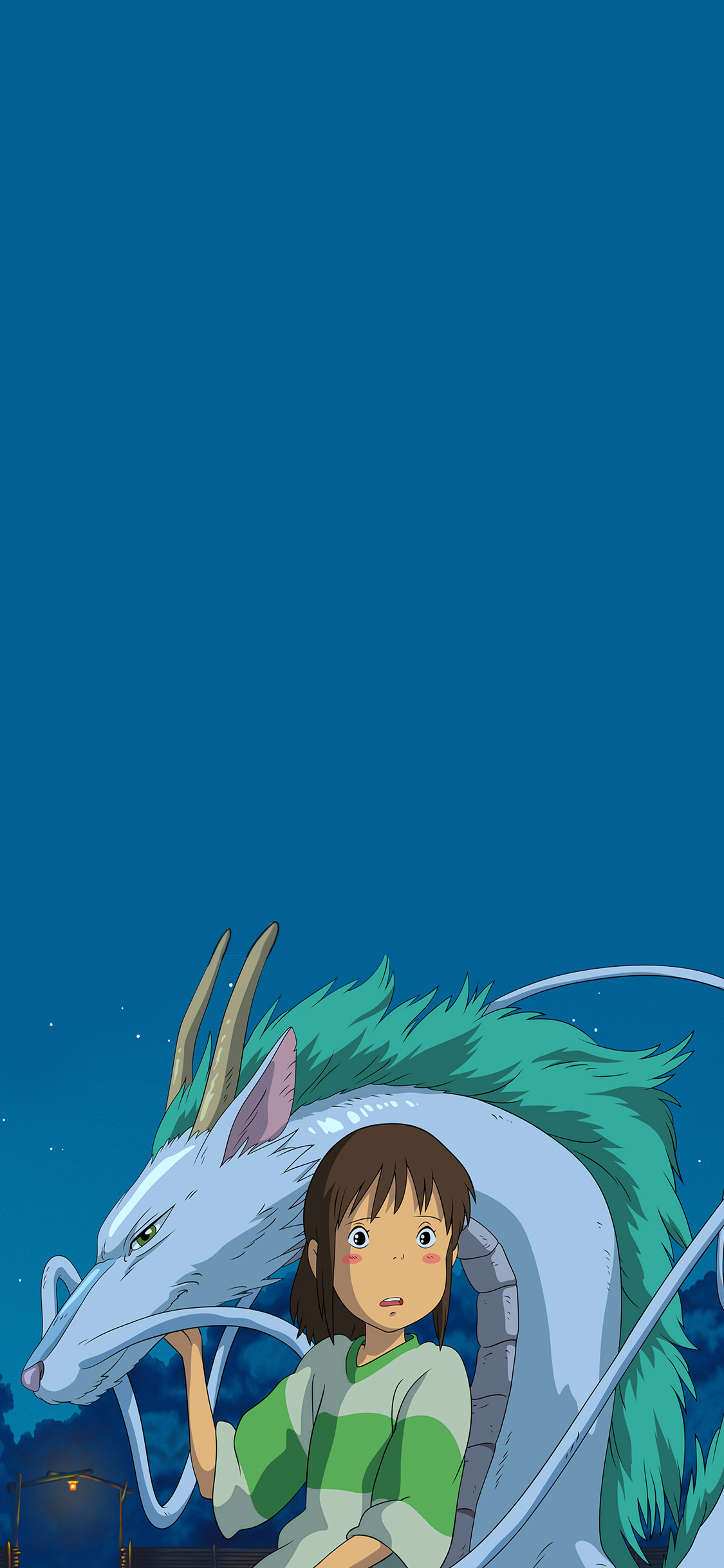 [2436×1125]千与千寻 宫崎骏 日本 漫画 蓝色 苹果手机动漫壁纸图片