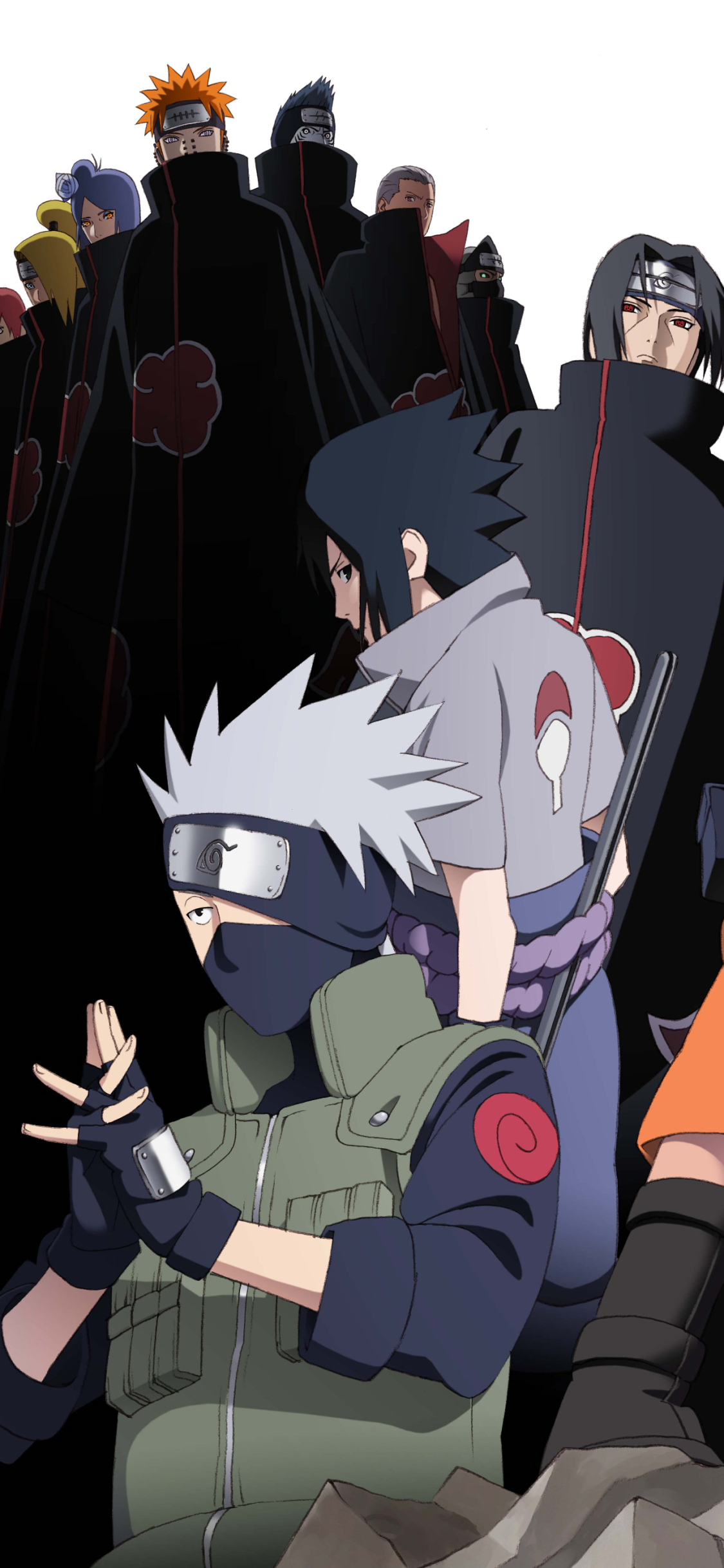 [2436×1125]卡卡西 佐助 鸣人 火影忍者 日本 漫画 苹果手机动漫壁纸图片