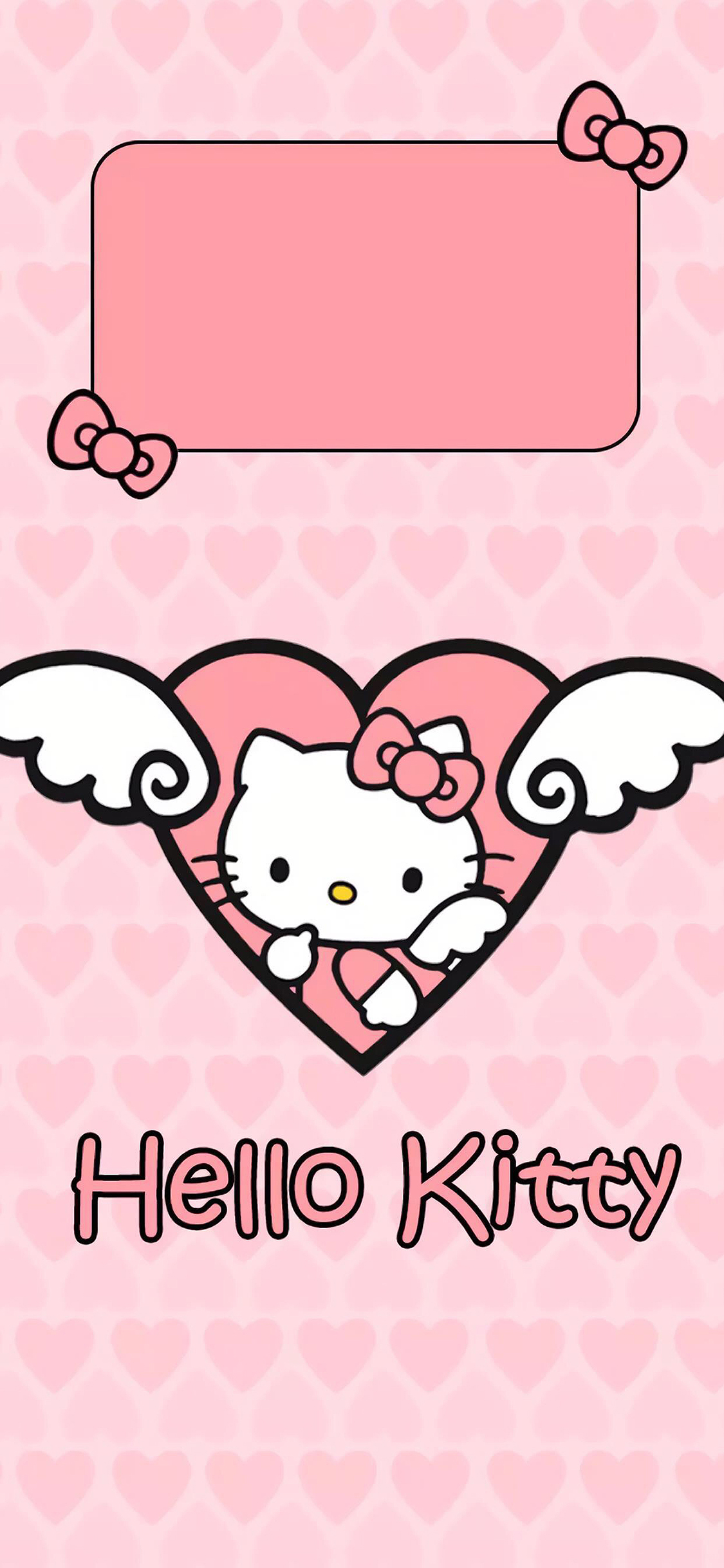 [2436×1125]卡通 Hello Kitty 凯特猫 粉色 苹果手机动漫壁纸图片