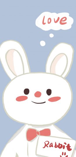 [2436x1125]卡通 LOVE rabbit 兔子 苹果手机动漫壁纸图片