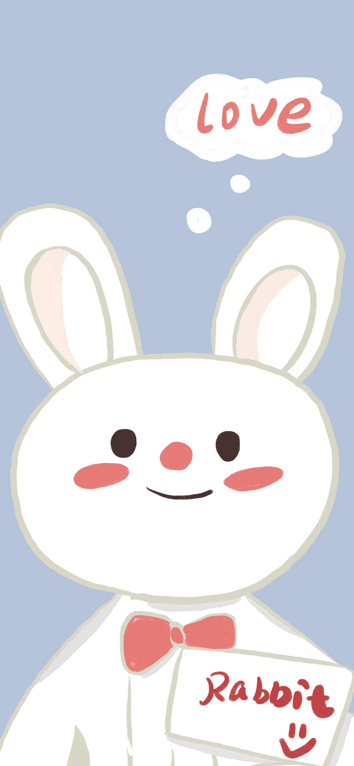 [2436×1125]卡通 LOVE rabbit 兔子 苹果手机动漫壁纸图片