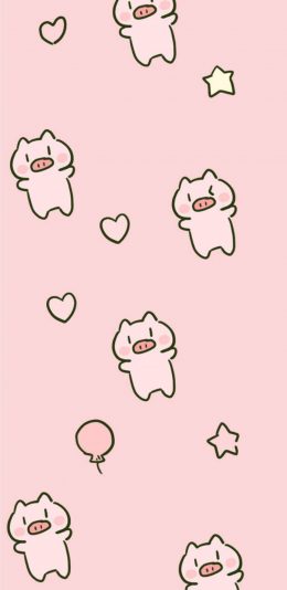 [2436x1125]卡通 PP猪 粉色 平铺 苹果手机动漫壁纸图片