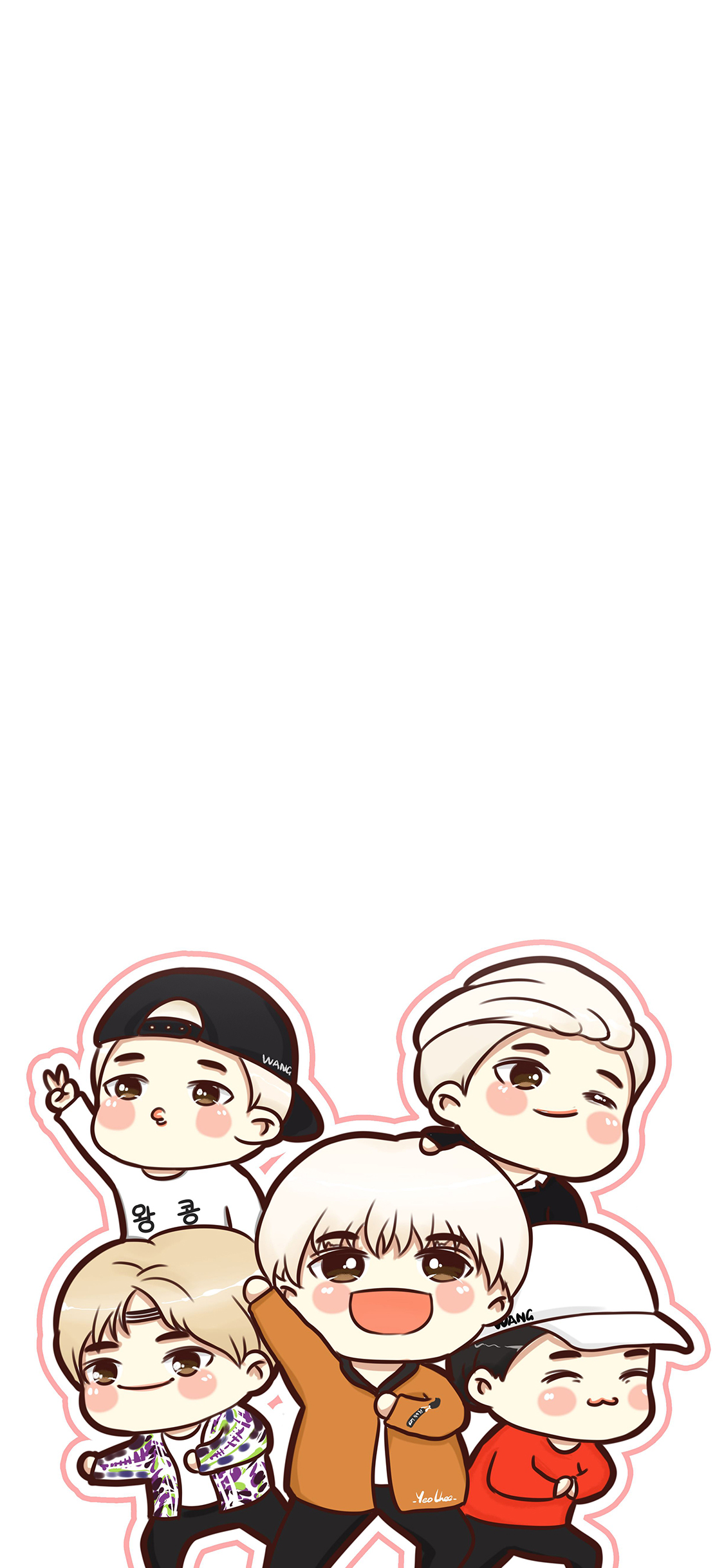 [2436×1125]卡通 Q版 GOT7 歌手 明星 组合 苹果手机动漫壁纸图片